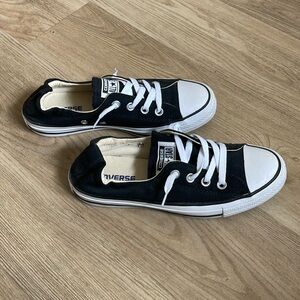 Converse black and white slip ons